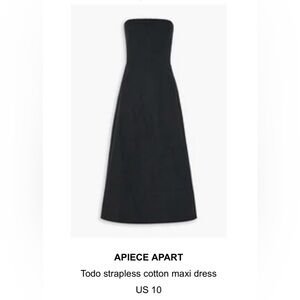 NWT Apiece Apart Black Cotton Strapless Dress